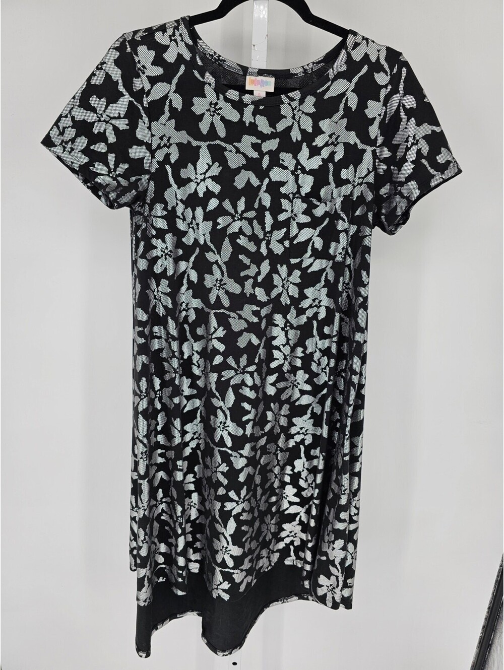 LuLaRoe Carly Dress In Black And Silver Metallic Womens Sz S Elegant Collection